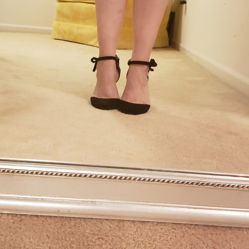 Black Mary Jane suede Bow heels